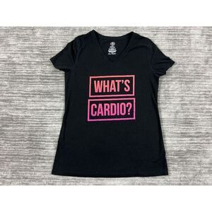 Athletic Works‎ Top Womens Medium 8-10 Black What's Cardio Shirt Workout Gym